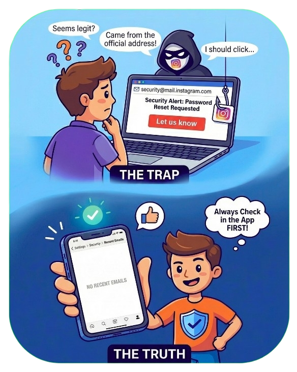 Email spoofing in Instagram password reset scam