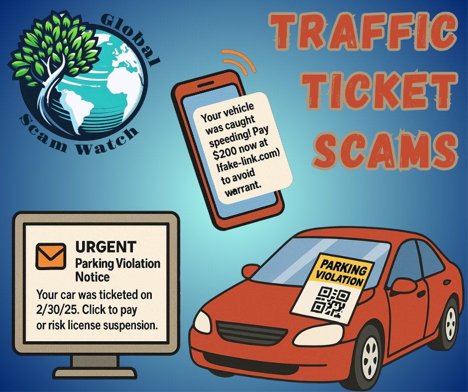 Parking speeding ticket violation scam